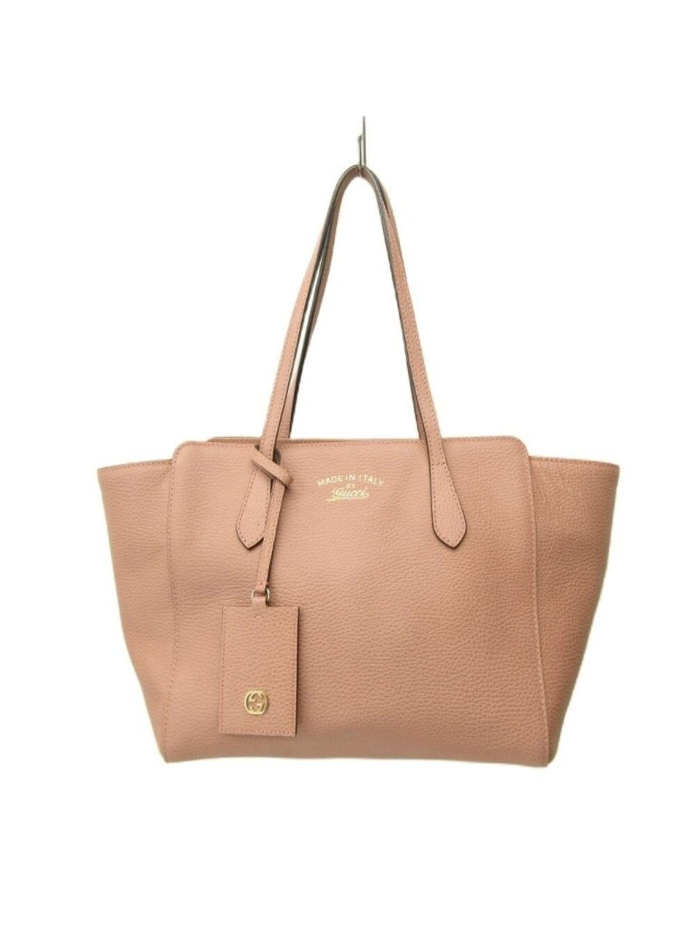 Gucci Swing Tote Bag Name Tag Leather Pink